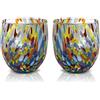 MAZZEGA ART & DESIGN - 2 Bicchieri da Acqua Classic in Vetro Soffiati e Lavorati a Mano con Murrine di Murano, linea "I Colori di Murano" 320 ml. Made in Italy (AZZURRO, 2)