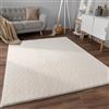 Paco Home Moderno tappeto soffice e morbido da soggiorno Bubble con pelliccia a pelo alto Disegno geometrico effetto alto-basso, Dimensione:160x220 cm, Colore:Crema 2