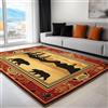 Generico 3D Tappeti Stampati Tappeto Vintage In Stile Western Orso Montagne Tappeto a Pelo Corto Anti-perdita per Soggiorno Camera da Letto Rosso Tappeti per Interni Tappeto Antiscivolo 90 x 150 cm