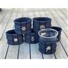 Generico Set di 6 Porta Bicchieri Antivento in Blu Navy, Artigianato Italiano, Resistenti e Unici, Ideali per Casa, Barca o Yacht - Dettagli Metallici Diversi per l'Identificazione del bicchiere - La Gomena