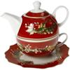 Brandani 89966 TEIERA C/TAZZA E PIATTINO rosso new bone china cm ø 16,5x14h