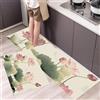 MLSOWM Tappeto da Cucina Loto E Foglie Di Loto, Set di 2 Tappetini da Cucina Stile Minimalista Antiscivolo, Lavabili, Anti-fatica Tappeti Runner per Corridoio, Portico ( Verde Salvia, 43x75cm+43x150cm)