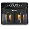 Juskys friggitrice ad aria 9 L a doppia camera - Friggitrice XXL con 2 cestelli, 9 programmi, Smart Finish, rivestita
