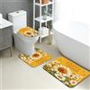 Generic Set di 3 tappetini da bagno con girasole, motivo floreale luminoso, assorbente, antiscivolo, a forma di U, lavabile, estivo, ad asciugatura rapida, in flanella
