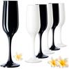 PLATINUX Set di 6 bicchieri da spumante in vetro nero e bianco, da 210 ml