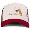 Coastal HFT Surf Bites Trucker Cap Kaki/Wood/Dark Brown Berretto da baseball, da uomo, in rete, con motivo surfista, per uomo, donna, surf, sport, estate, tempo libero