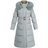 Vagbalena Parka Lungo da Donna con Piumino Lungo Invernale Caldo con Cappuccio in Peluche Staccabile Parka Invernale Lungo Foderato Caldo Sottile con Cintura Spessa Giacca Sandwich (Blu,M)