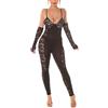 Koucla Body lungo in pizzo trasparente con coppe, beige., Taglia unica