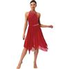 Kaerm Donne Abito da Pattinaggio Artistico sul Ghiaccio Senza Maniche Vestito da Balletto Ballo Latino Tango Body Danza Classica Ginnastica Ritmica Costume da Competizione Borgogna L