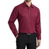 HISDERN Camicia da Uomo a Maniche Lunghe Casual Top per Business Tempo Libero e Cerimonia con Colletto Classico e Tasca Borgogna S