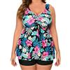 Vuncio Costumi da Bagno Due Pezzi Donna Curvy Sexy Taglia Forte Costume 2 Pezzi Donna Contenitivo Sportivi Mare Spiaggia Piscina Tankini Bikini (Blu-A, 5XL)