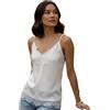 LYSINK Canottiera da donna in raso, con spalline sottili, in chiffon, con finiture in pizzo, estive, casual, per interni ed esterni, 04 Bianco Avorio, S