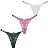 SEAUR Donna Perizoma in Pizzo Thong Fodera in Cotone Morbido Mutandine Elasticità G-String Biancheria Intima Invisibile T-Back Slip Sexy 3 Pezzi, Taglia L