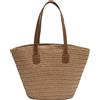 LYEAA Borsa a tracolla estiva di grande capacità, borse da donna in tessuto alla moda, semplice, tinta unita, portatile, elegante per il weekend, cachi