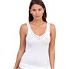 EGI Canotta Donna Spallina Larga con Pizzo macramè in Filo di Scozia (4-M, Bianco)