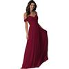 Sincemeet Abito Lungo da Donna in Chiffon con Spalle Scoperte Abito da Sera Formale Plissettato a Trapezio