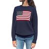 Generico Sottogiacca Maglia Maniche Lunghe Cotone Lupetto Maglione con Bandiera Americana per Donna A Righe A Stelle Felpa USA Patriottico Lavorato Maglia Maglie Donna Manica Dark Blue L
