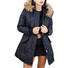 JOPHY & CO. Piumino Donna con Cappuccio e Pelliccia (cod. 881092) (Blu, L)