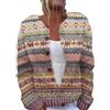 Generisch Cardigan da donna, maglione norvegese, elegante, casual, lavorato a maglia, jacquard, classico, colorato, lavorato a maglia grossa, cardigan con bottoni, cardigan da donna, Colore: rosa., XXL