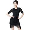 Hixingo Abito Ballo Latino Americano Donna con Frange di Paillettes, M-3XL Abito per Ballo Latino Americano Donna Nappa Scintillante per Salsa Tango Samba ChaCha Rumba (L81 Nero,3XL)