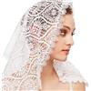 PRINCESS BRIDE Velo di mantiglia di pizzo Sciarpa di pizzo floreale vintage Triangolo bianco Velo da sposa Veli da cappella Avorio Chiesa di massa cattolica (A32)