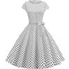 YMING Abiti da Donna a Manica Corta con Cintura Abiti Estivi a Pois Audrey Hepburn Abito Elegante da Principessa Sexy Bianco XS
