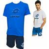 Lotto Completo Uomo Sportivo, T-Shirt + Pantaloncino + Boxer, Completo Uomo Estivo in Cotone, Pigiama Uomo Corto Estivo, Homewear. (1084 Maxi Bluette, 5XL)
