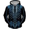 pvucpot Felpa Con Cappuccio Unisex Con Stampa Scheletro - Zip, Manica Lunga, Pullover, Giacca Casual, Gotico Harajuku Streetwear