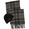 Barbour Set Regalo con Berretto e Sciarpa, Colore: Nero, Motivo Scozzese