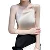 HAPOWELL Canotta da donna in raso, scollo dritto, top, canotta, senza maniche, Champagne, 3XL