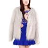LaoZan Donna Cappotto Corto di Pelliccia Ecologica di Faux Giacca Blazer Giacca Corta Pelliccia a Maniche Lunghe L Grigio Chiaro