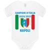 PELUSCIAMO Body Neonato Calcio Napoletano Scudetto Napoli Campioni D'Italia 2025 4 Scudetti Tricolore | Personalizzato Con Nome e Numero PS 28161-NAP-10