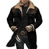 Generico Cappotto Lungo Uomo in Finta Pelle Scamosciata, Giacca Invernale con Colletto on Pelliccia, Giubbotto da Lavoro in Pile Elegante Trench Cardigan Vintage