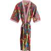 RAJBHOOMI HANDICRAFTS ajbhoomi, accappatoi in 100% cotone, da donna e uomo, 100% cotone indiano, leggerissimo kimono estivo, coltivato in modo biologico,(donna stampa rosso)