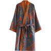 PRINCESS BRIDE Camicia da notte tradizionale Hanfu in cotone con doppia garza, lunghezza media, con stampa con cintura e cravatta, pigiama ampio, comodo camicia da notte per sudore, yukata sauna a vapore,