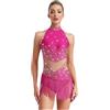 YiZYiF Donna Body Danza Classica Senza Schiena con Strass Abito da Ballo Latino con Nappa Leotard da Balletto Ginnastica Ritmica Bodysuit da Pattinaggio Artistico A Blu reale XS