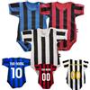 PELUSCIAMO Body Calcio Bianco Nero Rosso Nero Nero Azzurro | Bodi Neonato Tifosi | Personalizzato Con Nome e Numero | PS 32764-MIX