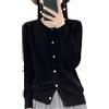 Generic Cardigan da donna 100% cashmere visone girocollo maglione a maniche lunghe maglione top morbido maglia giacca, Nero , M