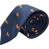 King & Priory Cravatta Volpe Ricamata Blu Navy, Blu, Taglia unica