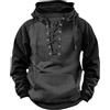 Generisch Giacca sportiva da uomo sottile leggera, felpa con cappuccio da uomo medievale felpa vintage giacca sportiva abbigliamento steampunk giacca da allenamento top vichingo cotone giacca con cappuccio