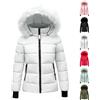 Generisch Puffer, giacca invernale da donna, calda, invernale, trapuntata, leggera, trapuntata, per le mezze stagioni, con cappuccio in pelliccia, colore: rosso, A001 White, S