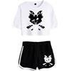 LKY STAR Hazbin Hotel T-Shirt e Corti Sets Anime Angel Dust/Charlie/Lucifer Cosplay Tops e Pantalone 2pcs per Donna Ragazze