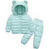 MSemis Tuta Sci Bambino Neonato Bambina Completo da Neve Invernale Giacca da Sci Manica Lunga Piumino con Cappuccio e Pantaloni Larghi Tuta da Neve Calda Snowsuit, 1-6 Anni Menta verde 3-4 anni