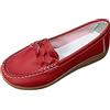 Generico Mocassini Donna Pelle Eleganti 35-43 EU con Basse Scarpe Comode Pianta Larga Senza Lacci Scarpe da Ballo Cerimonia Slip On Decollete Vintage Morbida Casual per Ufficio Primavera e Autunno,Rosso,42