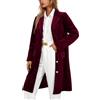 Generisch Trench Coat - Giacca da donna in velluto, a maniche lunghe, con risvolto, vintage, elegante, giacca invernale lunga, cardigan, cardigan, cardigan, blazer in velluto aperto, monopetto, O celeste, S