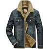 Suncadmious Giacca di Denim Foderata in Pile da Uomo Giacca da Camionista Giacca di Jeans Invernale Cappotto da Cowboy (Blu,3XL)