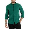 Giosal Camicia Uomo Lino Tinta Unita Collo Coreano Sartoriale Bottini Anteriori e Polsini Made in Italy (XXL, Bianco)