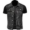 ZMNKH Gilet da motociclista di Jeans Gilet Biker per Uomo Vintage Giubbotto Smanicato da Uomo Giacca Jeans senza Maniche Capispalla