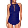 SUIBOZ Costumi da bagno da donna elegante pizzo costume intero push up vintage collo alto vita alta casual spiaggia costumi da bagno costume da bagno, Blu scuro., XS
