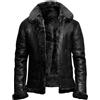 Generisch - Giacca in pelle da uomo con colletto in pelliccia, giacca in pile in PU impermeabile, giacca invernale da uomo, taglie grandi, calda giacca da transizione, classica giacca bomber vintage